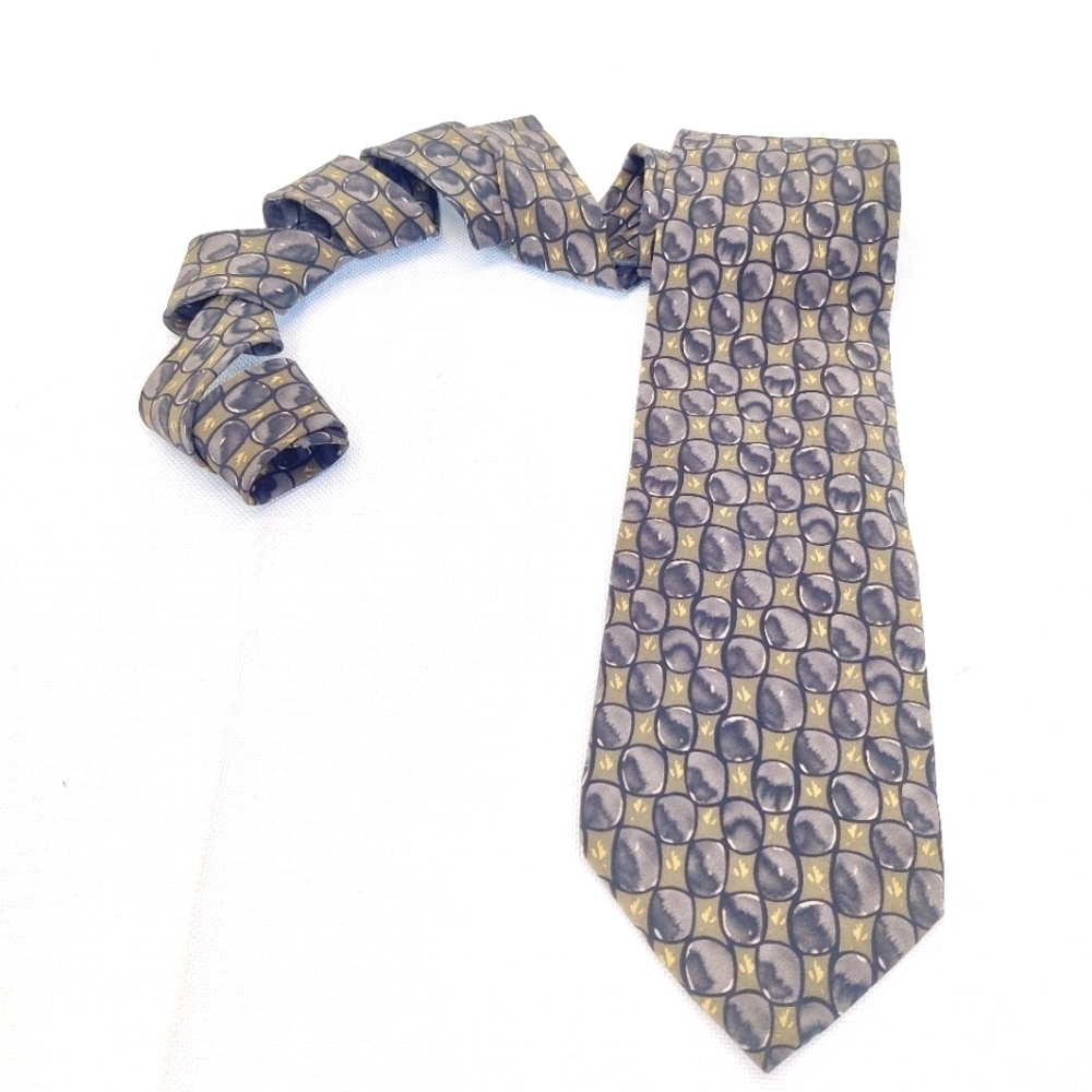 J Garcia Mens Silk Neck Tie Pine & Rock Browns Vintage 1996 90s 1990s